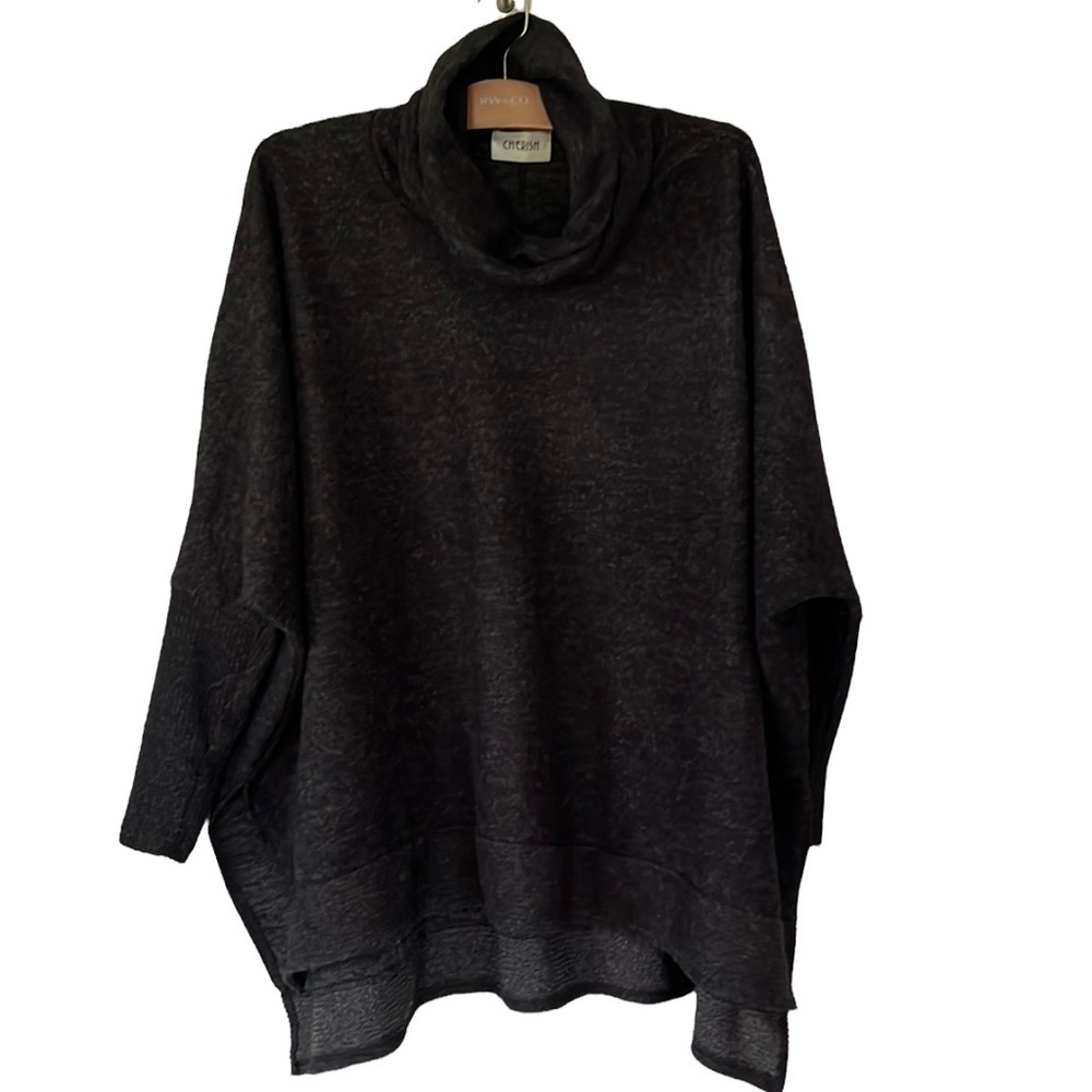 CHERISH dark grey turtle neck bat wing sleeved pull over.